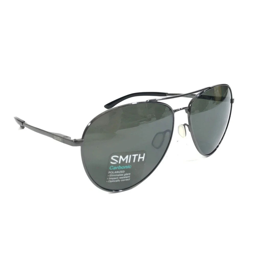 Smith Sunglasses Layback KJ1 X5 Gunmetal Frames with Dark Green Polarized Lenses